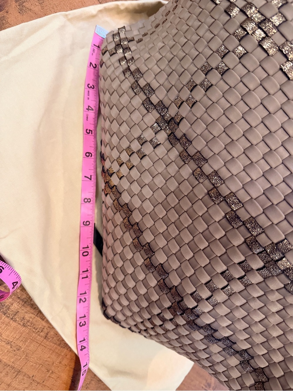 Naghedi St. Barths Woven Tote in Cashmere and Bronze Metallic, Medium - Picture 11 of 14